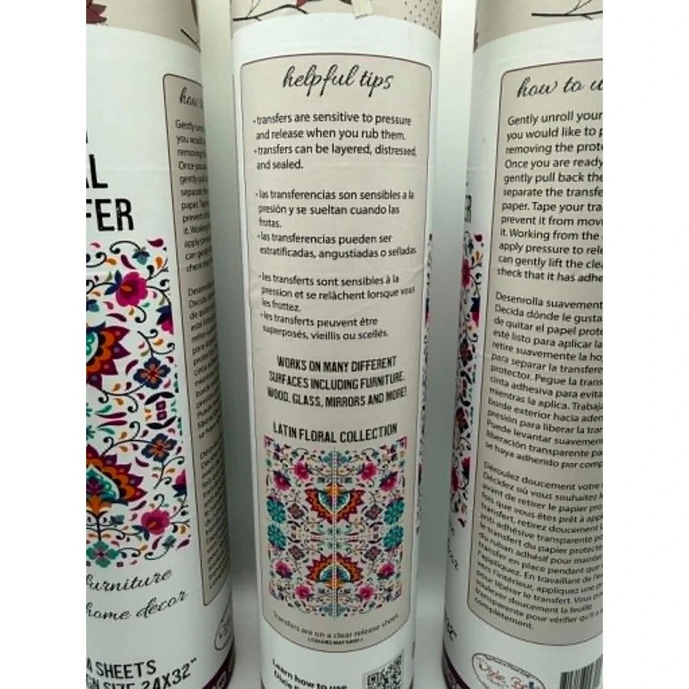 Belles & Whistles Latin Floral Transfer Lot of 3 Retired Pattern NEW Dixie Belle